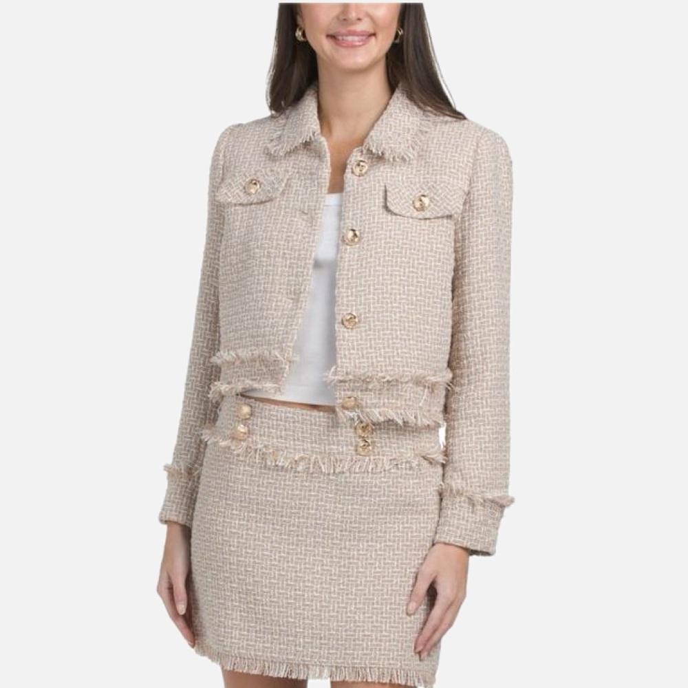 WALTER BAKER Declan Baja Tweed Boxy-Fit Jacket cream color - Picture 3 of 15